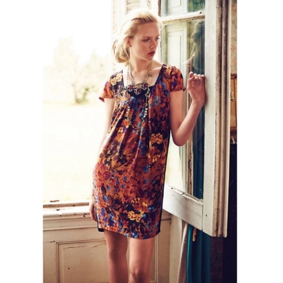 Anthropologie Dresses & Skirts - Anthropologie Maeve Pintura Silk Floral Fall Dress
